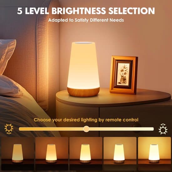 LED Table Lamp - Touch Controlled LED Bedside Lamp - Desk Lamp - Dimmable Lamp with Remote Control and RGB Color Change - USB Rechargeable