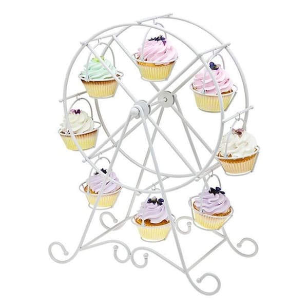 Pariserhjul Cupcake-stativ, 8 kopper Dessertbrett, Bryllupsfeststativ