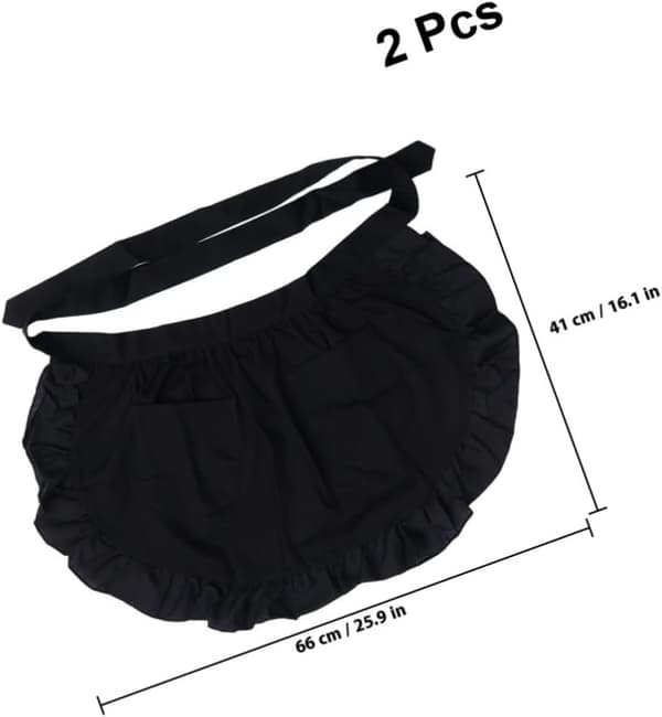 Europeiskt Halvförkläde för Kvinnor med Justerbart Midjeband och Volangdesign, Bomull, Rosa, 2-pack