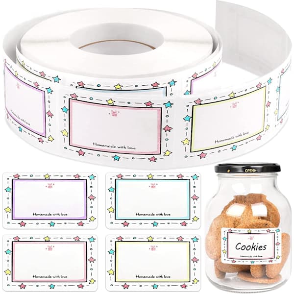 Jar Labels, Self-Adhesive Freezer Labels for Food, Sticker Labels, 2 Rolls