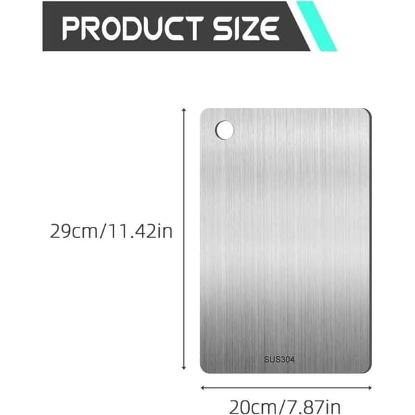 Titanium Cutting Board - Stainless Steel, Double-Sided, Food Grade, Easy to Clean - 29 x 20 cm