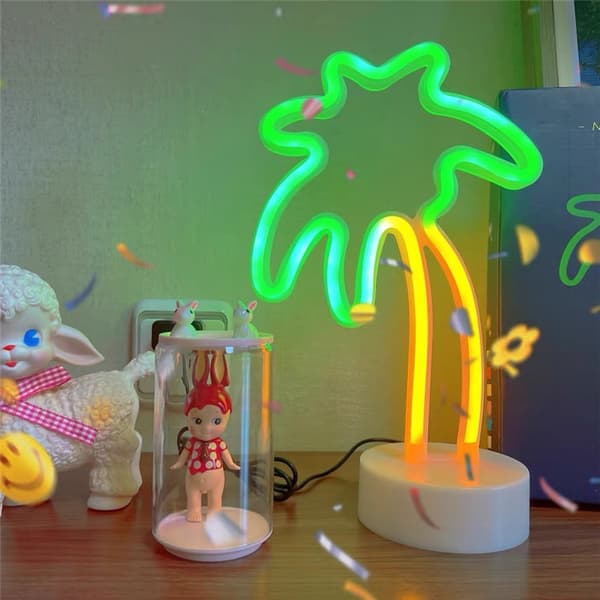 Palmetre lys LED neonlys batteri/USB-strømforsyning jenterom kokoslys