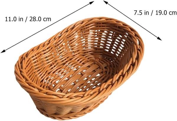 2 st Imitation Rotting Flätade Brödkorgar Poly Wicker Fruktkorgar för Matservering Display Grönsaker Hem Kök Restaurang Utomhus Brun L