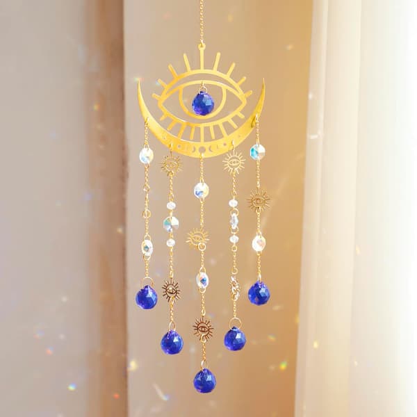 Ondt øye hagedekorasjon med stor prismekrystallkule for utendørs beskyttelse Crystal Evil Eye Crystal Evil Eye