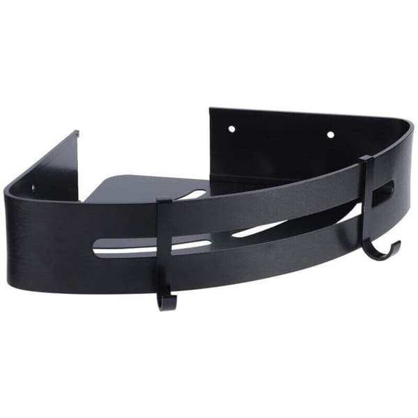 Double-layer Wall Shelf in Black Aluminum - Space-saving Corner Shelf for Bathroom