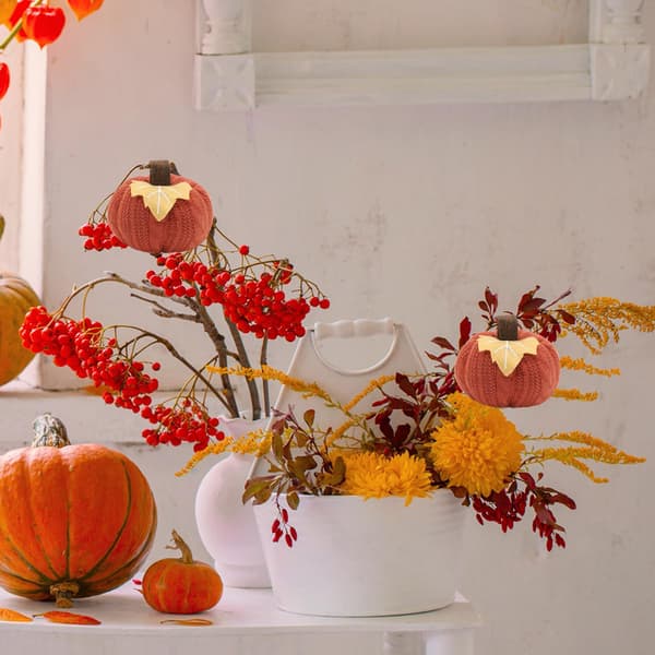 Høstgresskar Dekorasjon Strikket Gresskar Ornament Thanksgiving Bordpynt Høstfestival Dekorasjon for Høsten