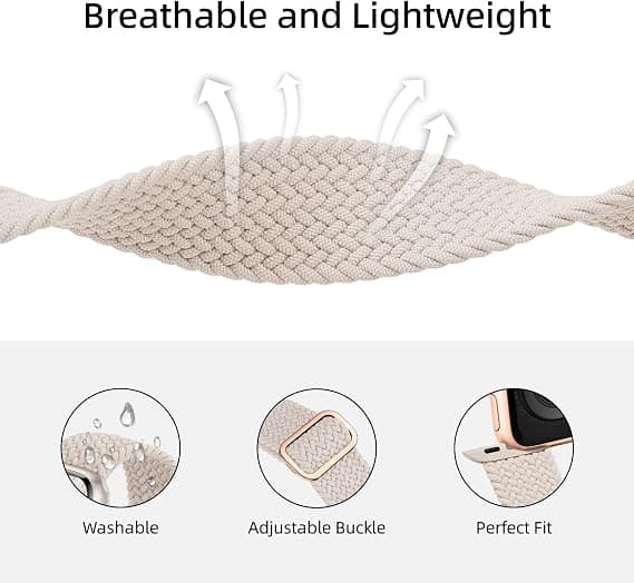 2-pakning Elastisk Flettet Solo Loop Kompatibel for Apple Watch Armbånd 42mm 44mm 45mm 46mm 49mm, Justerbart Sport Elastisk Bånd
