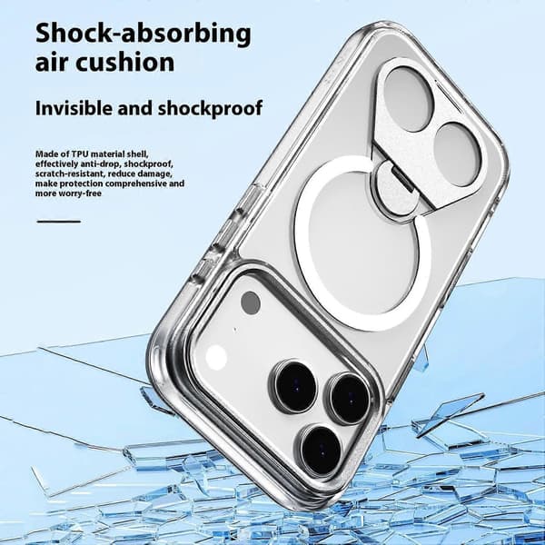 TKdaddy For iPhone 17 Pro Phone Case Compatible with MagSafe TPU Acrylic Back with Ring Stand Black