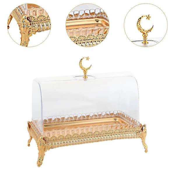 Serving Tray Cake Stand with Lid Rectangular Candy Display Muslim Tray Butter Dish Serving Tray for Chocolate Pastries Fruit Cakes