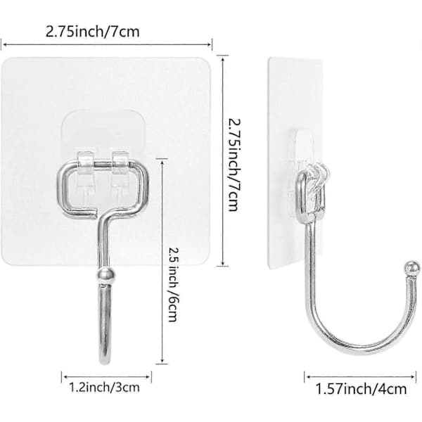 2024 Suitable Clear Self-Adhesive Hook, 8 Pieces Waterproof Heavy Duty Clear Hooks, 20 kg (Max) Bathroom Self-Adhesive