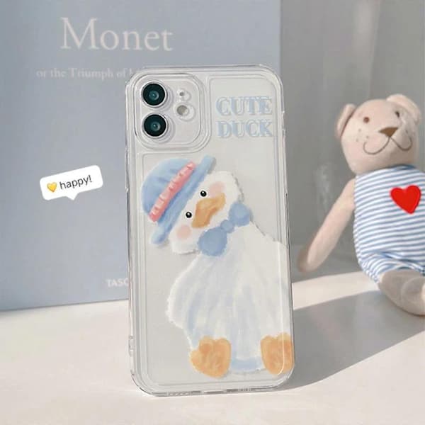 Cute Cartoon Duck iPhone 12 Case - Blue Lovely Anti-fall Soft Phone Cover