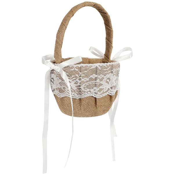 Vintage Rustic Wedding Ceremony Background and Lace Girl Basket