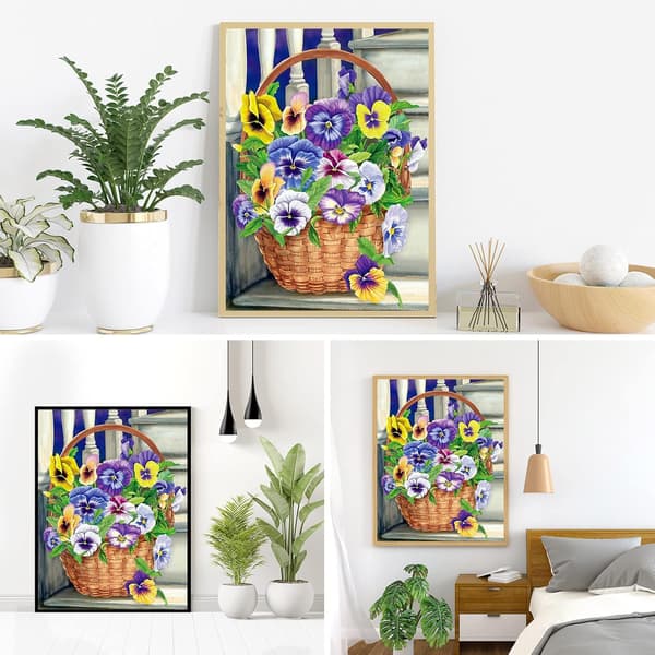 Blomsterdiamantmalingssett for nybegynnere 5D DIY rund full diamant