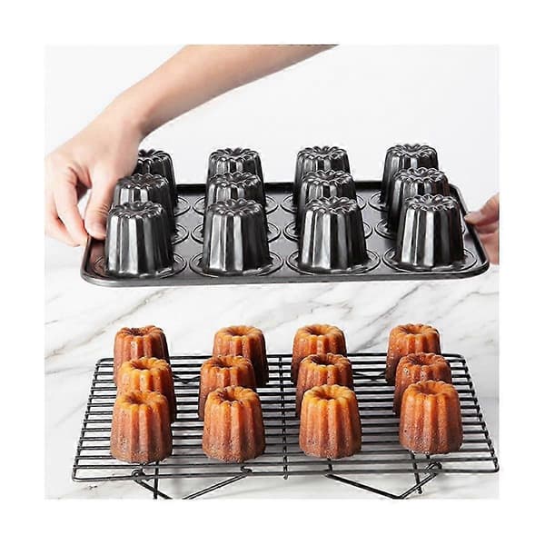 12-hullers Caneléform Kageform Non-Stick Canelé Muffin Bageform Cupcakeform til Ovn Bagning Budding