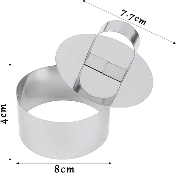 Runde kageforme, 6 bagecirkler 8 cm, bagecirkel, runde kageforme 8 cm velegnet til desserter, kiks, bagværk, moussekager