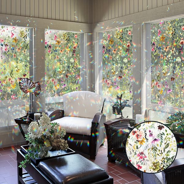 Rainbow Sun Catcher Floral Window Film Double Sided Static Sticker 27.94x99.06cm Not provided 27.94x99.06cm Not provided