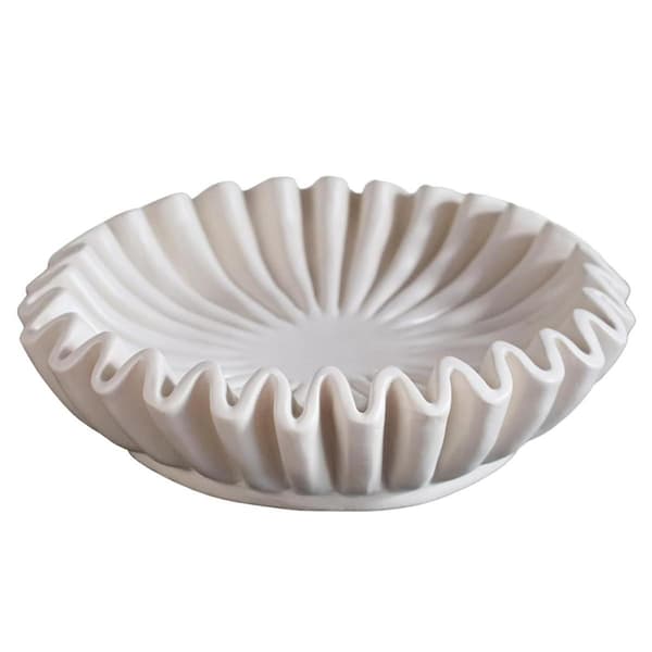 Fluted Ruffle Decorative Bowl - Home Decor Details for Living Room Styling Coffee Table Bookshelf
