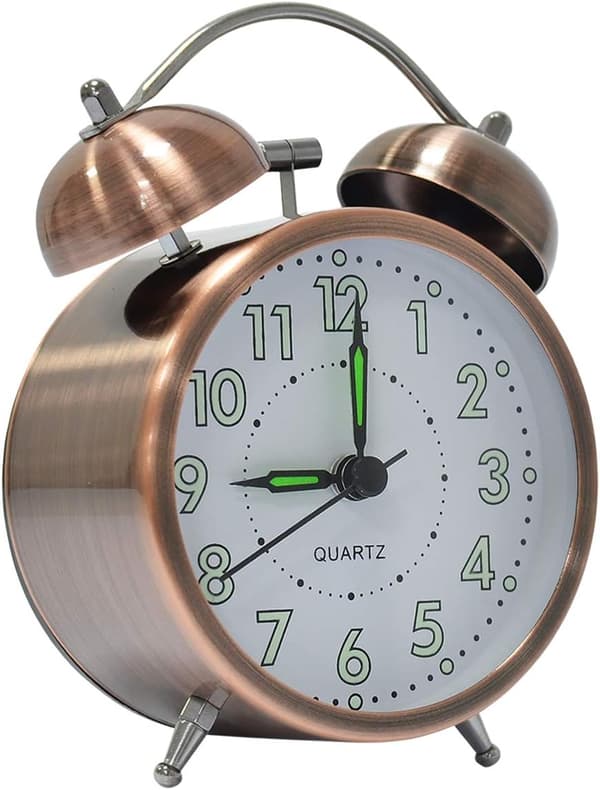 Klassisk ur med alarm, vintage retro lydløst vækkeur, analog