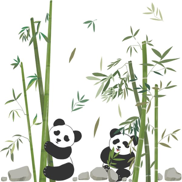 Panda och bambu väggdekaler Djur björn väggdekaler Barnkammare chi