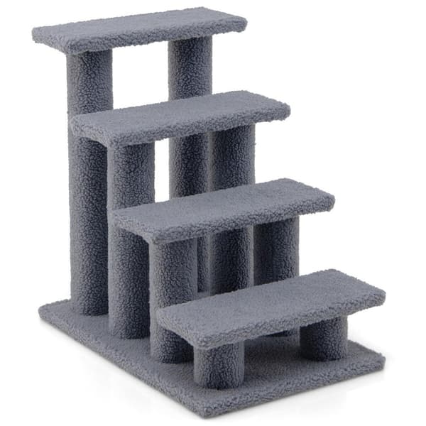 Kattetrappe klatretræ kattetrappe til katte op til 25 kg 61 x 41 x 60 cm grå