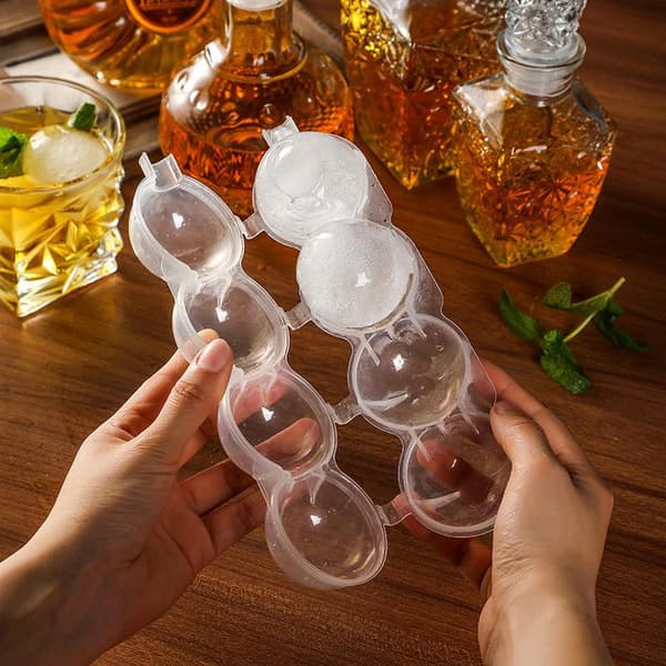 Festive Ice Balls: Simple Ice Mold, 4 Pcs, Fill from Tap Transparent transparent