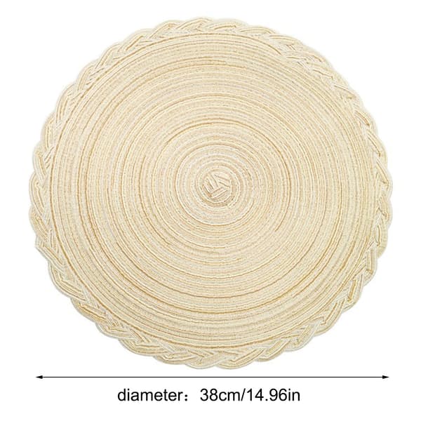 38 cm pyöreät punotut pöytätabletit, 4 kpl:n setti, pyöreät boho-pöytätabletit keittiöpöytään - (beige)