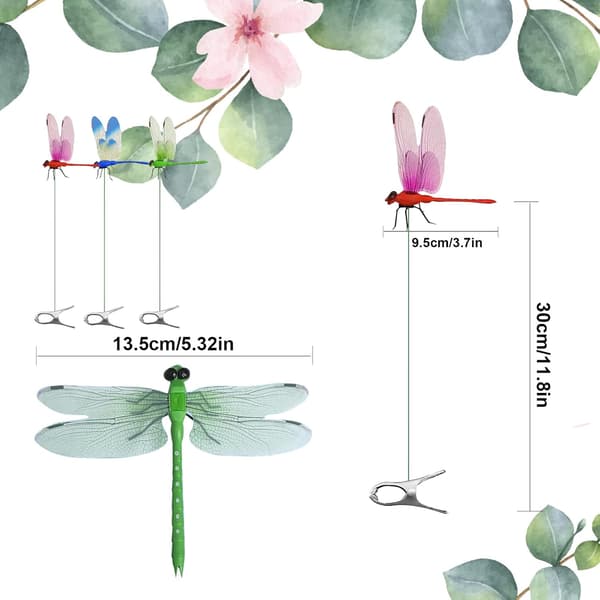 Outdoor Decoration Dragonfly 12 Pcs 3D Pole Clips Compatible with Garden[LD]