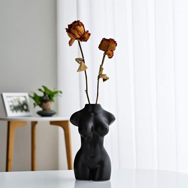 Kvinnekropp Vase - Bohemsk Dekorativ Svart
