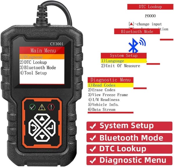 OBD2-skanner Bilfeildeteksjonsenhet CY3001 OBD2-lesekort-motordeteksjonsverktøy