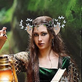 Pointed Elf Ears, Butterfly Elf Ears, Alien Ears, Elf Ears, Cosplay Ears (Pearl with Diamonds)