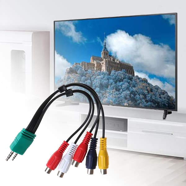 Professional High-Definition Audio and Video Cable 18cm 3.5mm + 2.5mm to 5RCA AV Component Adapter Cable Compatible with Samsung LCD TV
