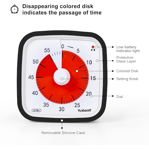 Visuell Timer 60min - Klassrum Skola för Barn Svart black