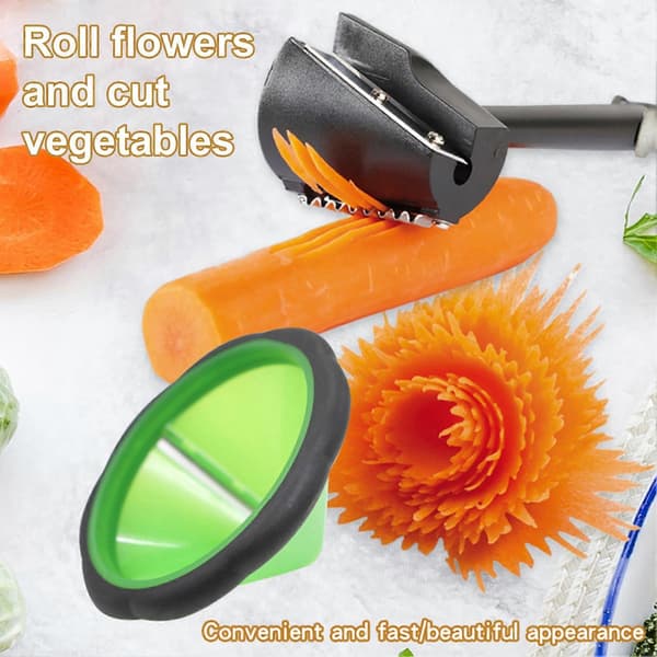 Carrot Curler and Peeler Vegetable Slicer Spiralizer for Root Vegetables Fruits Sharpener Garnish Tool Black