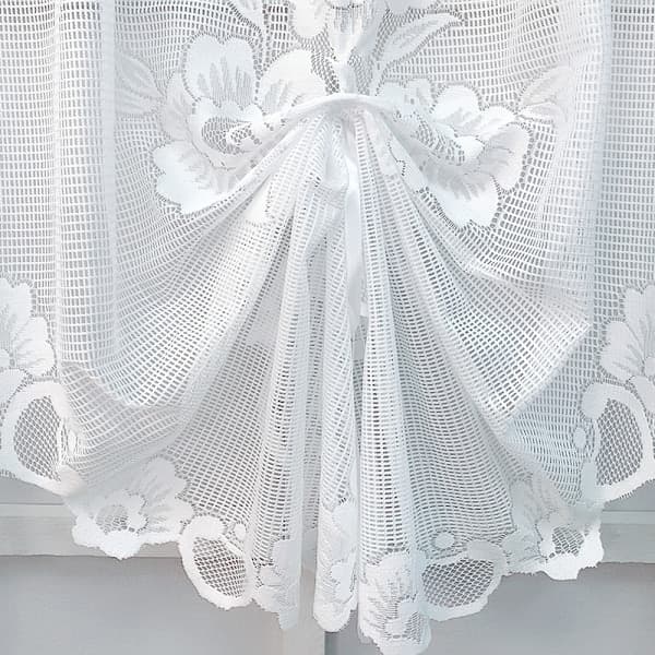 Tulle Curtains, Short, Sheer, Adjustable, Kitchen Curtains (White)