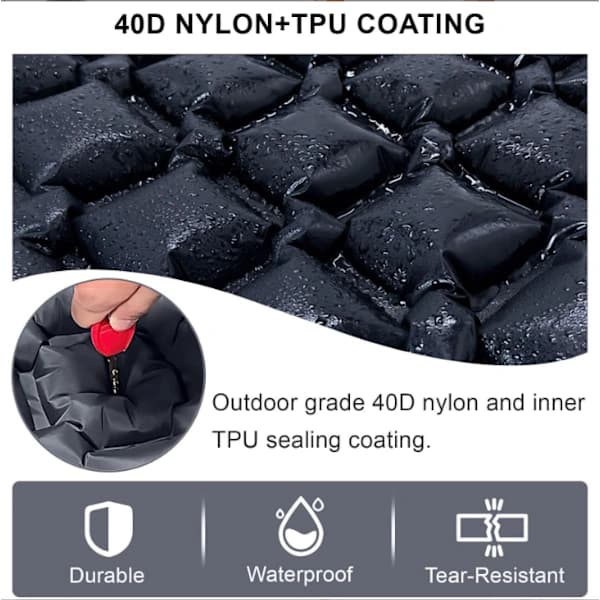 Inflatable Ultralight Air Mattress with Built-in Pillow for Camping Hiking Backpacking Dark Blue Single Sleeping Pad Dark Blue Single sleeping pad