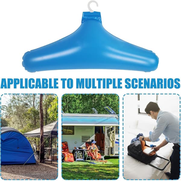 Inflatable Clothes Hangers | Sturdy PVC Travel Hangers Foldable for Suitcase - Foldable Space-Saving Clothes Hanger with Metal Hook