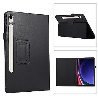 Nettbrettdeksel i Litchi-tekstur for Samsung Galaxy Tab S9+ (Svart)