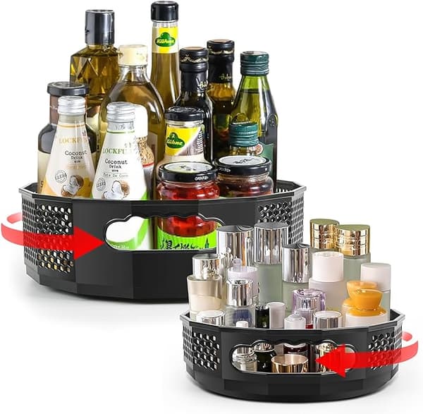 2 kappaletta Lazy Susan pyöriviä lautasia, Swivel Spice Rack Organizer, Honeycomb Kitchen Spice Rack, Mauste