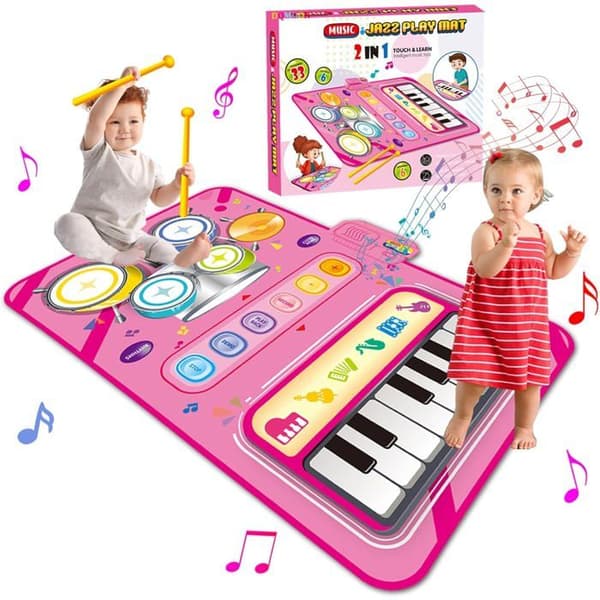 2-i-1 musikkmatte, perfekt gave til jenter og gutter i alderen 3 til 6. Pedagogisk musikalsk leketøy.