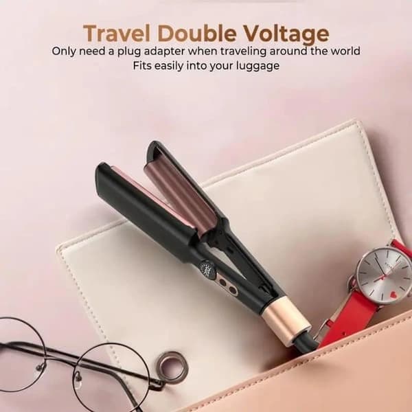 Curling Iron 2-Cylinder Electric Ceramic – Wave Iron with Adjustable Heat for Straightening, Waves, and Curls