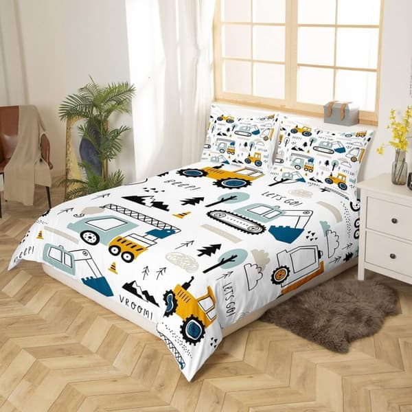 Tecknad Bil Sängkläder Set Bygg Sängkläder Set Påslakan 200x200cm Set Barn Pojke Utrustning Lastbil
