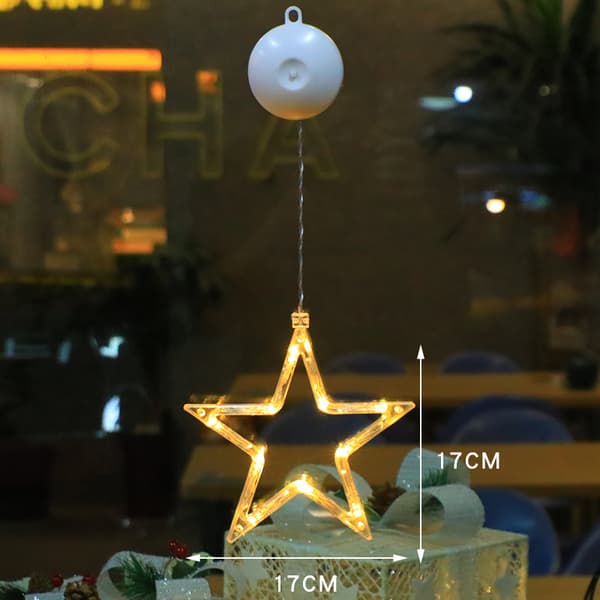 Juledekorasjon for vindu med stjerne, (2 stk) 10 LED Gardinlampe