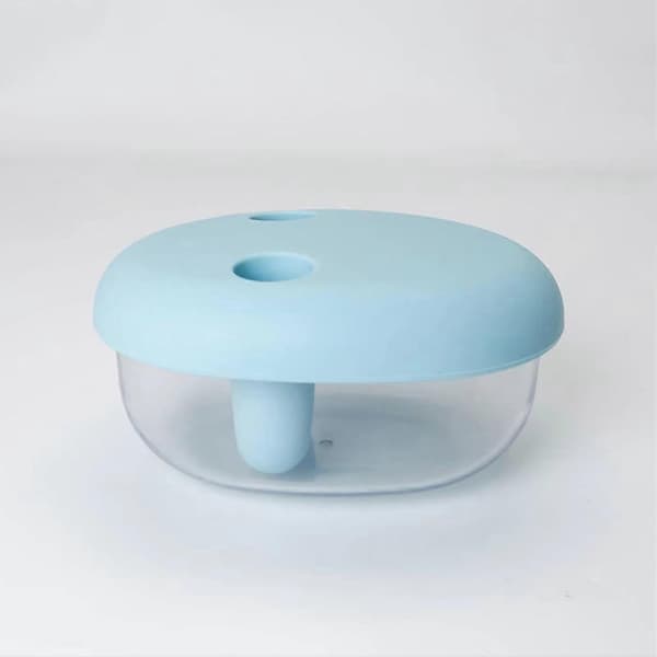 2-in-1 Mess-Free Snack Container, Silicone Box with Lid, Keeps Hands Clean and Snacks Fresh Portable Food Storage Transparent & Blue Transparent & blue