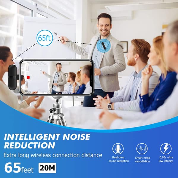 Langaton Lavalier-mikrofoni, 2,4 GHz Mini Mic Wireless Lavalier a