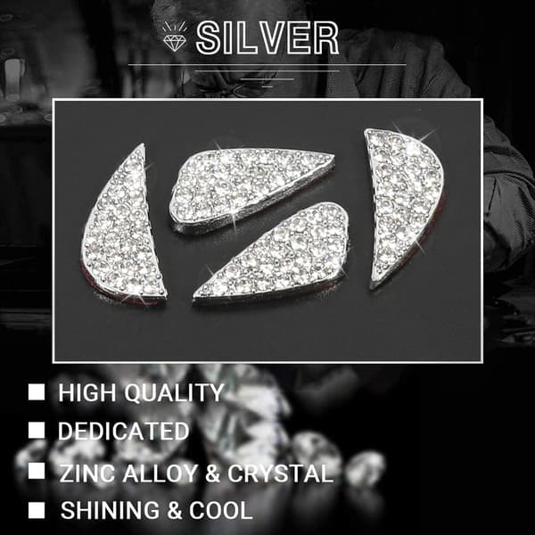 2 sett Bling rattlogo-deksler kompatible med Modern, DIY Diamond Crystal Badge Accessory Kvinners trim