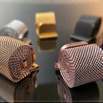 Rustfrit stål armbånd med justerbart spænde, åndbart minimalistisk armbånd til mænd og kvinder (18 mm champagne guld)