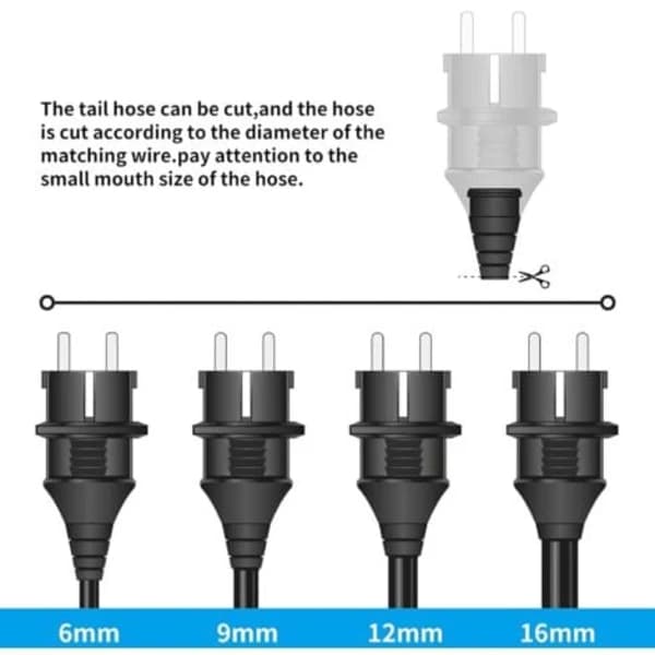 TS-3x stikprop han, netstik, stænktæt, holdbar til 6 til 16 mm kabel, SEBS jordforbindelse, IP44