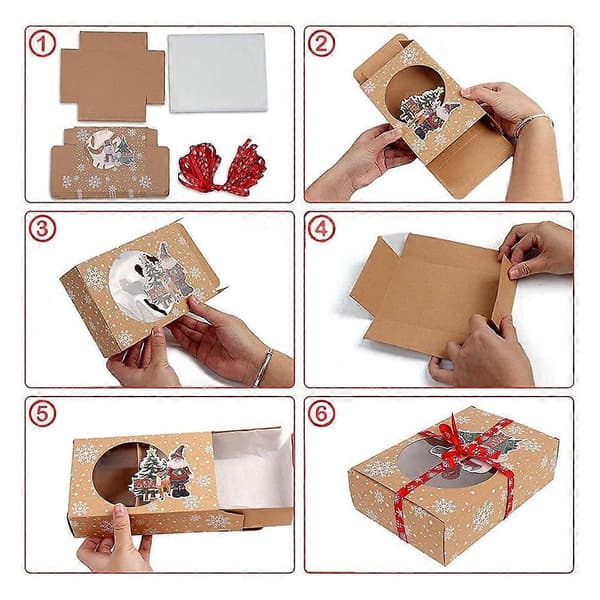 12 pcs Christmas Cookie Box Kraft Paper for Packaging Cookies and Pastries