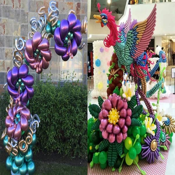 100-pack 260Q Metallic Latex Balloons for Twisting Animals and Flowers