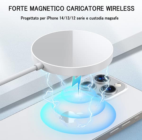 Magnetisk trådløs lader, 15W rask trådløs lader kompatibel med iPhone 15/14/14 Plus/14 Pro/14 Pro Max/13/13 Mini/13 Pro/13 Pro Max/12/12 Pro